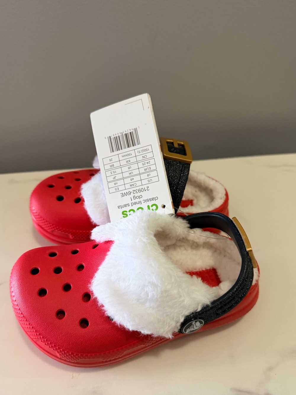 Kids Red classic red clog Fuzzy santa Clogs